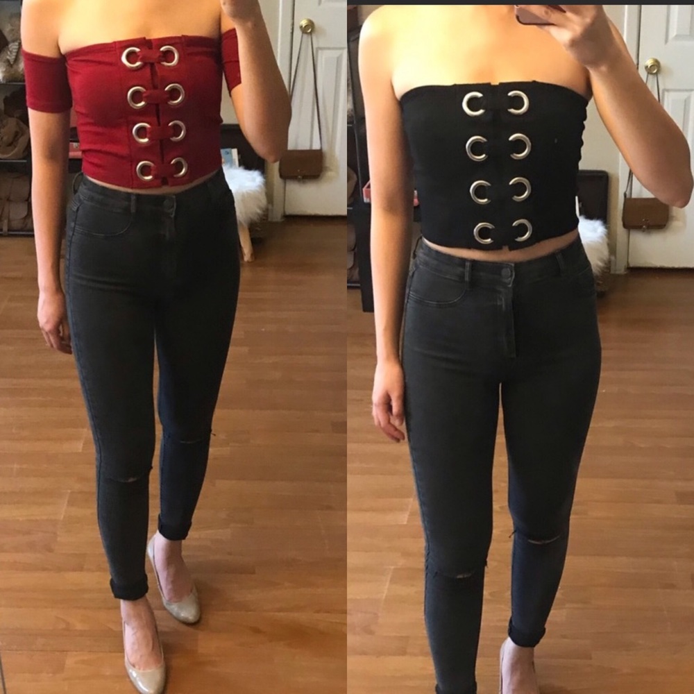 🔥Forever 21 crop top bundles - White/ Red